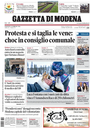 Prima pagina Gazzetta di Modena di oggi - Quotidiano regionale