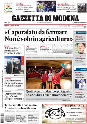Prima pagina Gazzetta di Modena di oggi - Quotidiano regionale