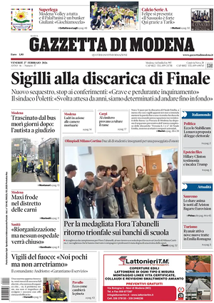 Prima pagina Gazzetta di Modena di oggi - Quotidiano regionale