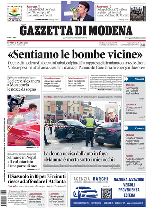 Prima pagina Gazzetta di Modena di oggi - Quotidiano regionale