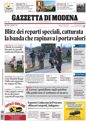 Prima pagina Gazzetta di Modena di oggi - Quotidiano regionale