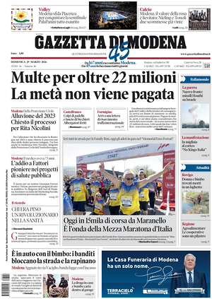 Prima pagina Gazzetta di Modena di oggi - Quotidiano regionale