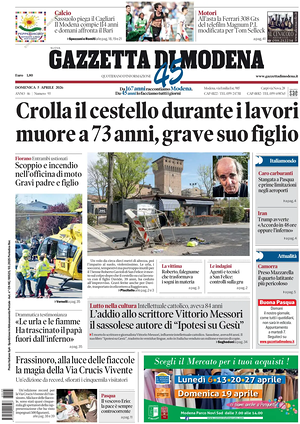 Prima pagina Gazzetta di Modena di oggi - Quotidiano regionale