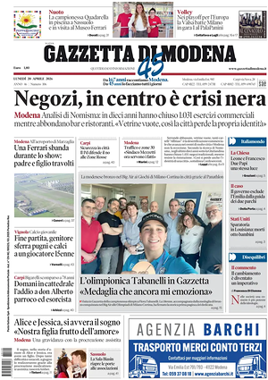 Prima pagina Gazzetta di Modena di oggi - Quotidiano regionale