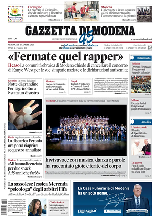 Prima pagina Gazzetta di Modena di oggi - Quotidiano regionale
