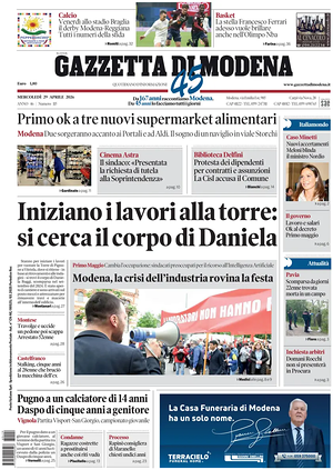 Prima pagina Gazzetta di Modena di oggi - Quotidiano regionale