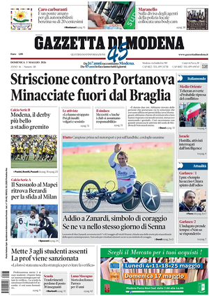 Prima pagina Gazzetta di Modena di oggi - Quotidiano regionale