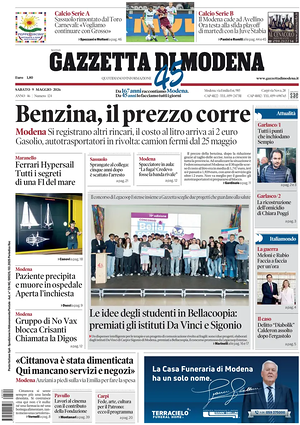 Prima pagina Gazzetta di Modena di oggi - Quotidiano regionale