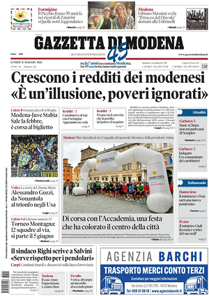 Prima pagina Gazzetta di Modena di oggi - Quotidiano regionale