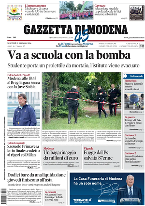 Prima pagina Gazzetta di Modena di oggi - Quotidiano regionale