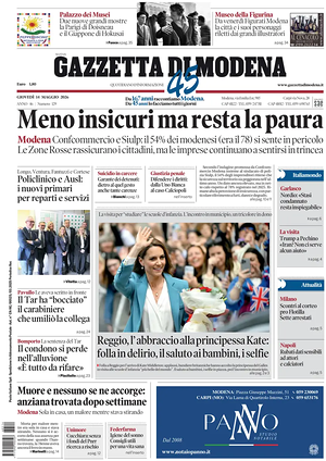 Prima pagina Gazzetta di Modena di oggi - Quotidiano regionale