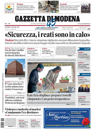 Prima pagina Gazzetta di Modena di oggi - Quotidiano regionale
