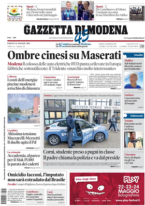 Prima pagina Gazzetta di Modena di oggi - Quotidiano regionale