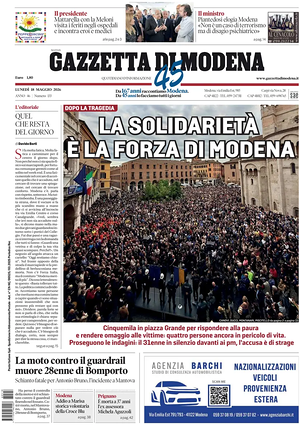 Prima pagina Gazzetta di Modena di oggi - Quotidiano regionale
