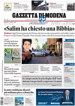 Prima pagina Gazzetta di Modena di oggi - Quotidiano regionale