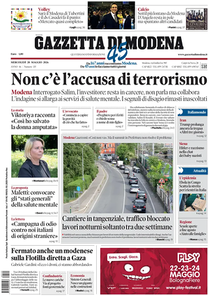 Prima pagina Gazzetta di Modena di oggi - Quotidiano regionale