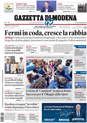 Prima pagina Gazzetta di Modena di oggi - Quotidiano regionale
