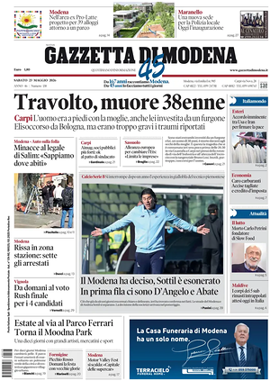 Prima pagina Gazzetta di Modena di oggi - Quotidiano regionale