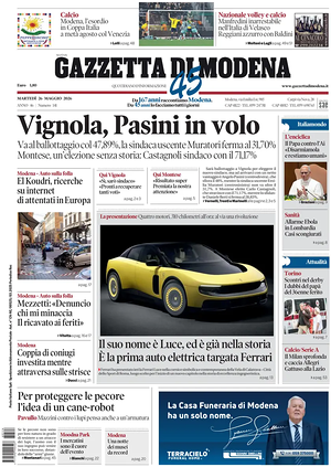 Prima pagina Gazzetta di Modena di oggi - Quotidiano regionale