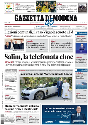 Prima pagina Gazzetta di Modena di oggi - Quotidiano regionale