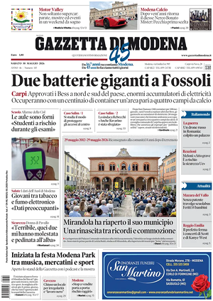 Prima pagina Gazzetta di Modena di oggi - Quotidiano regionale