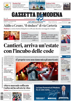 Prima pagina Gazzetta di Modena di oggi - Quotidiano regionale