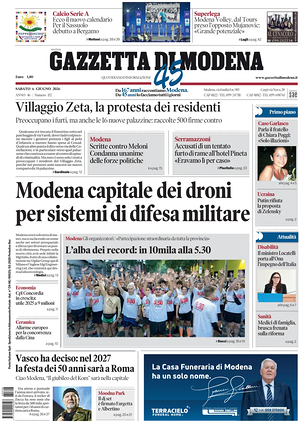 Prima pagina Gazzetta di Modena di oggi - Quotidiano regionale