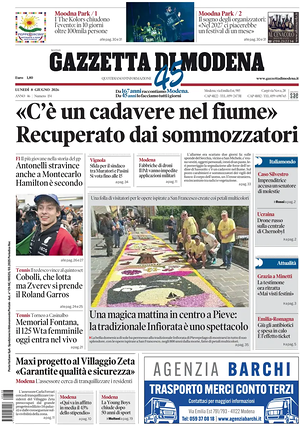 Prima pagina Gazzetta di Modena di oggi - Quotidiano regionale