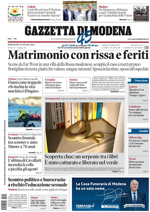 Prima pagina Gazzetta di Modena di oggi - Quotidiano regionale