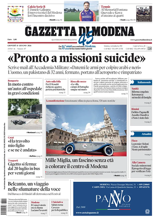 Prima pagina Gazzetta di Modena di oggi - Quotidiano regionale