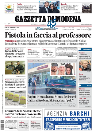 Prima pagina Gazzetta di Modena di oggi - Quotidiano regionale