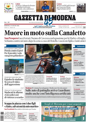 Prima pagina Gazzetta di Modena di oggi - Quotidiano regionale