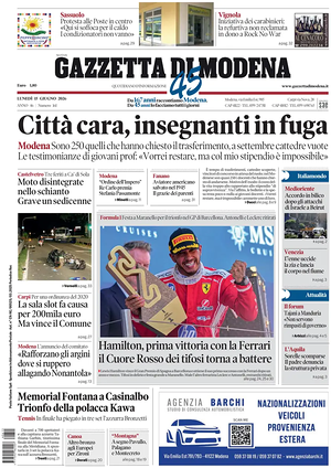 Prima pagina Gazzetta di Modena di oggi - Quotidiano regionale