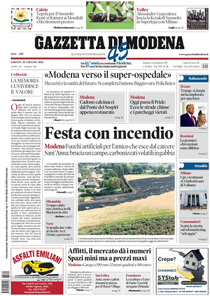Prima pagina Gazzetta di Modena di oggi - Quotidiano regionale