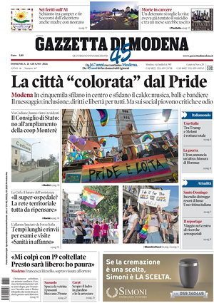 Prima pagina Gazzetta di Modena di oggi - Quotidiano regionale