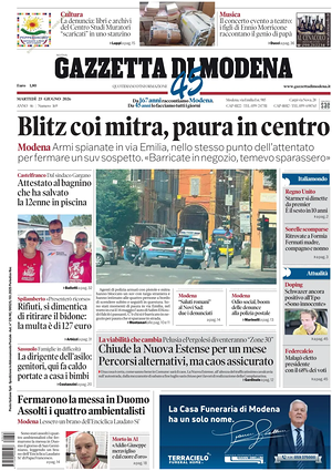 Prima pagina Gazzetta di Modena di oggi - Quotidiano regionale