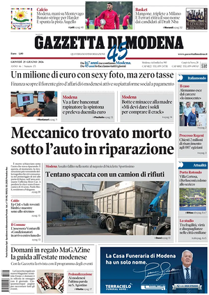 Prima pagina Gazzetta di Modena di oggi - Quotidiano regionale