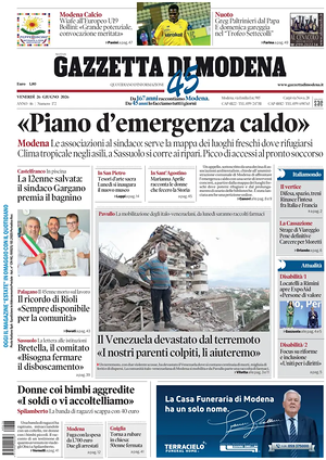 Prima pagina Gazzetta di Modena di oggi - Quotidiano regionale