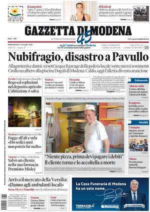 Prima pagina Gazzetta di Modena di oggi - Quotidiano regionale