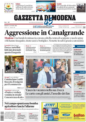 Prima pagina Gazzetta di Modena di oggi - Quotidiano regionale