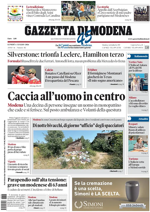 Prima pagina Gazzetta di Modena di oggi - Quotidiano regionale