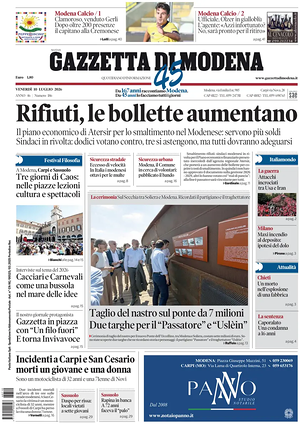 Prima pagina Gazzetta di Modena di oggi - Quotidiano regionale