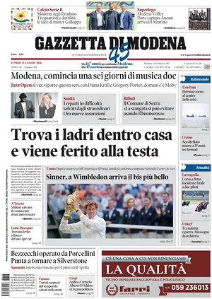 Prima pagina Gazzetta di Modena di oggi - Quotidiano regionale