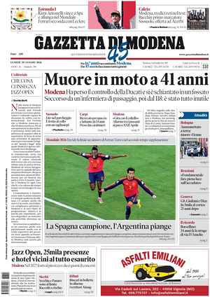 Prima pagina Gazzetta di Modena di oggi - Quotidiano regionale
