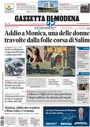 Prima pagina Gazzetta di Modena di oggi - Quotidiano regionale