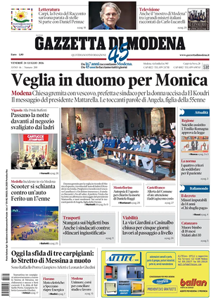 Prima pagina Gazzetta di Modena di oggi - Quotidiano regionale