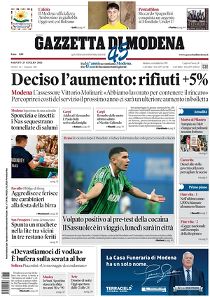 Prima pagina Gazzetta di Modena di oggi - Quotidiano regionale