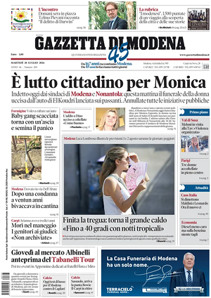 Prima pagina Gazzetta di Modena di oggi - Quotidiano regionale
