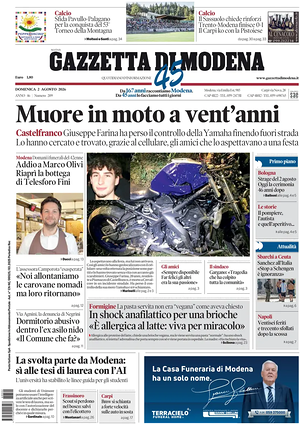 Prima pagina Gazzetta di Modena di oggi - Quotidiano regionale