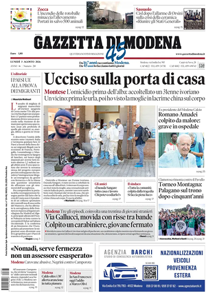 Prima pagina Gazzetta di Modena di oggi - Quotidiano regionale